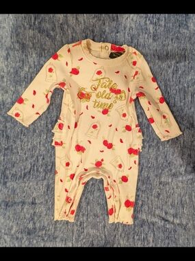 Disney Cream One-Piece Footie with Pink Cherry Print